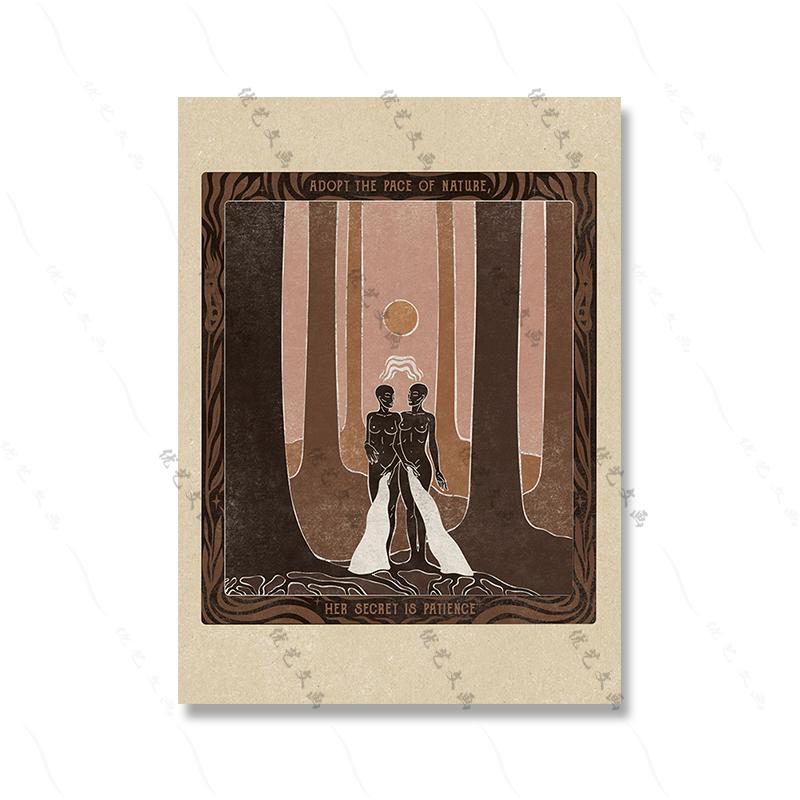 Abstract Vintage Snake Spiritual Art Poster Boho Retro Sun Nude Gril Body Feminist Forest Cavnas Painting Living Room Home Decor