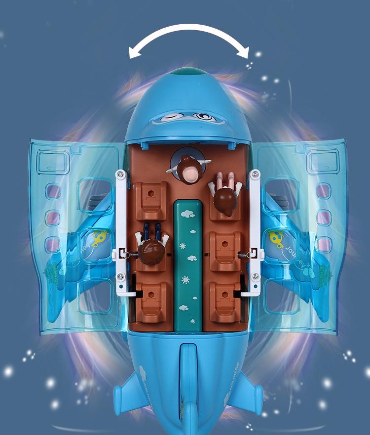 Electric Q-Cute Passenger Airplane Toy with Music & Lights - 360° Rotating Children's Car