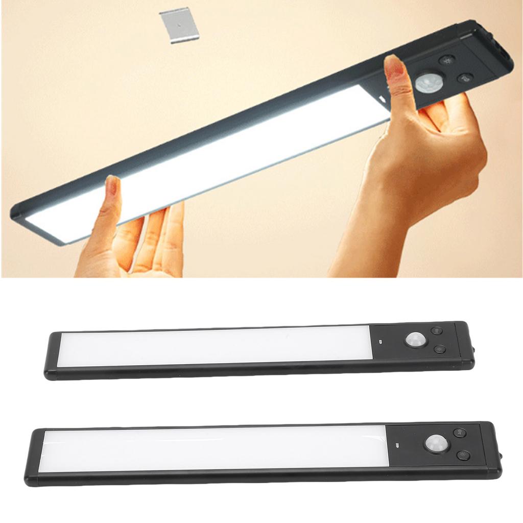 2pcs Under Cabinet Lights Re able LED Motion Sensor Lights Indoor Magnetic Closet Lamps for Kitchen Stick On 3 Color