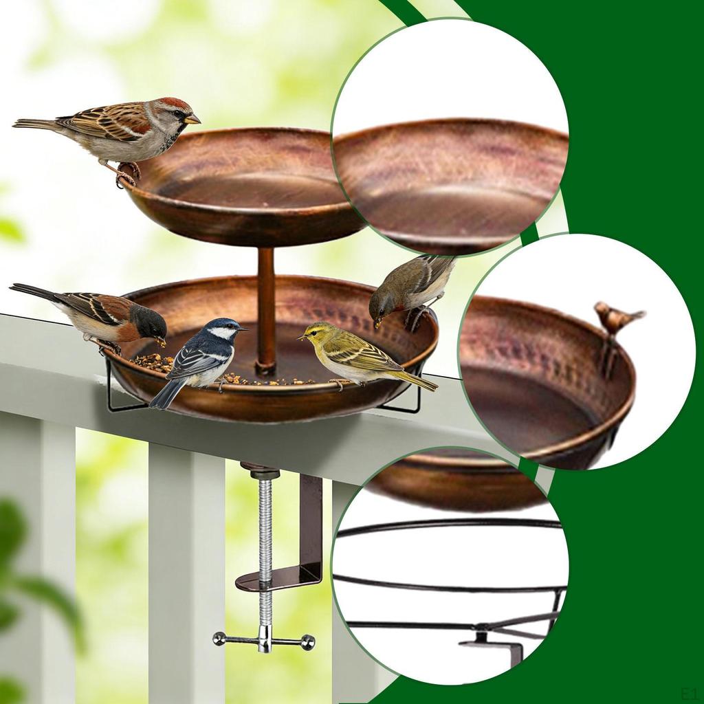 Bird Feeder Bath Decor Gifts Weather Resistant Decorative Birdbath Bowl Iron for Patio Outside