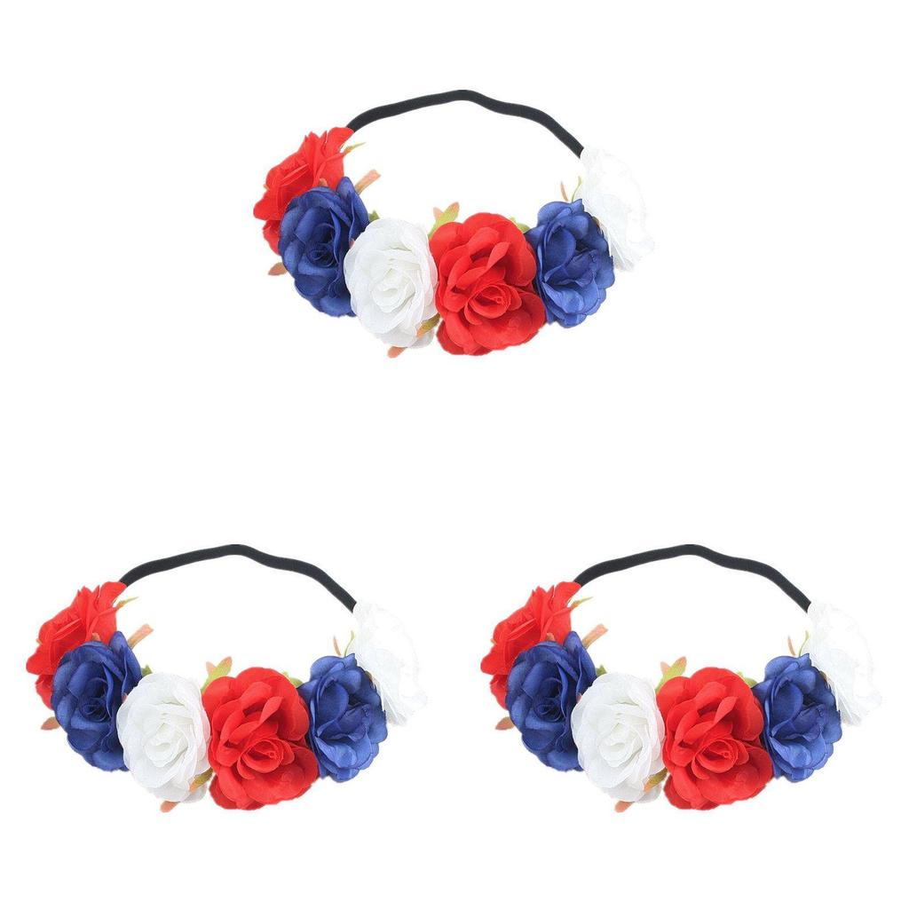 Red White Blue Flower Crown Headband For Queens Jubilee Festivities