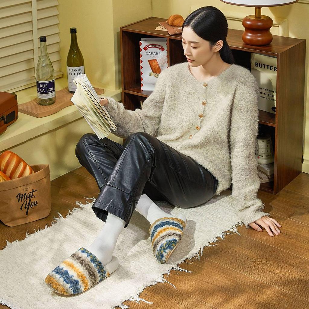 Ant's Love Plaid Fashion Comfortable Home Couple Style Closed-Toe Cotton Slippers for Men and Women - Autumn & Winter Collection