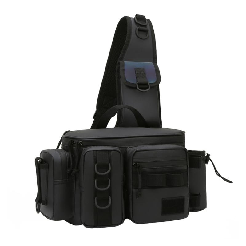 Multifunctional Fishing Tackle Bag Multi-Pocket Fishing Tackle Storage Backpacks Water-Resistant Fishing Crossbody Bag