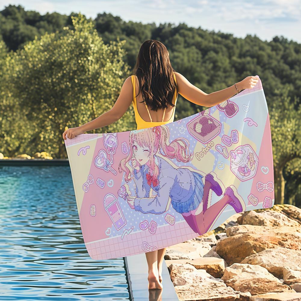 

Singer A-Akiyama M-Mizuki Anime Towel Quick Drying Beach Towels Are Suitable For Swimming Pools Camping Yoga And The Gym W30*H60(CM)
