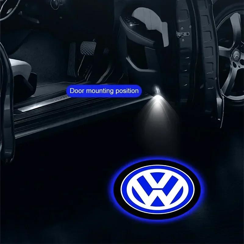 EPYFH1 2PCS Car Door Projector Decor Lamp LED Welcome Lights for VW Golf Polo Jetta Touran TSI TDI R32 MK4 GTI Tiguan Passat