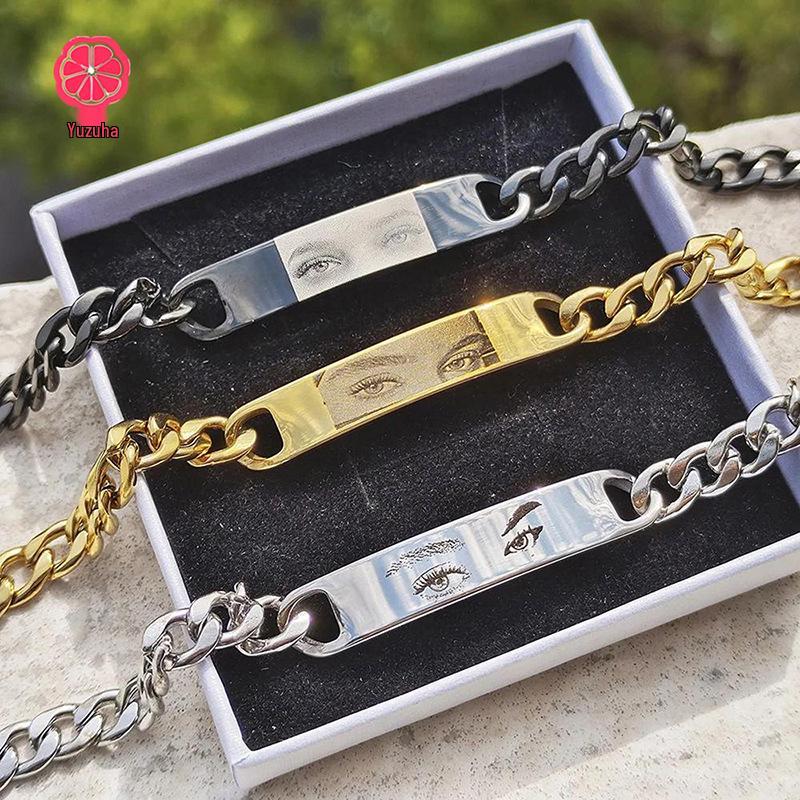 Exclusive Stainless Steel Eye Necklace & Personalized Engraving Bracelet - Christmas Gift