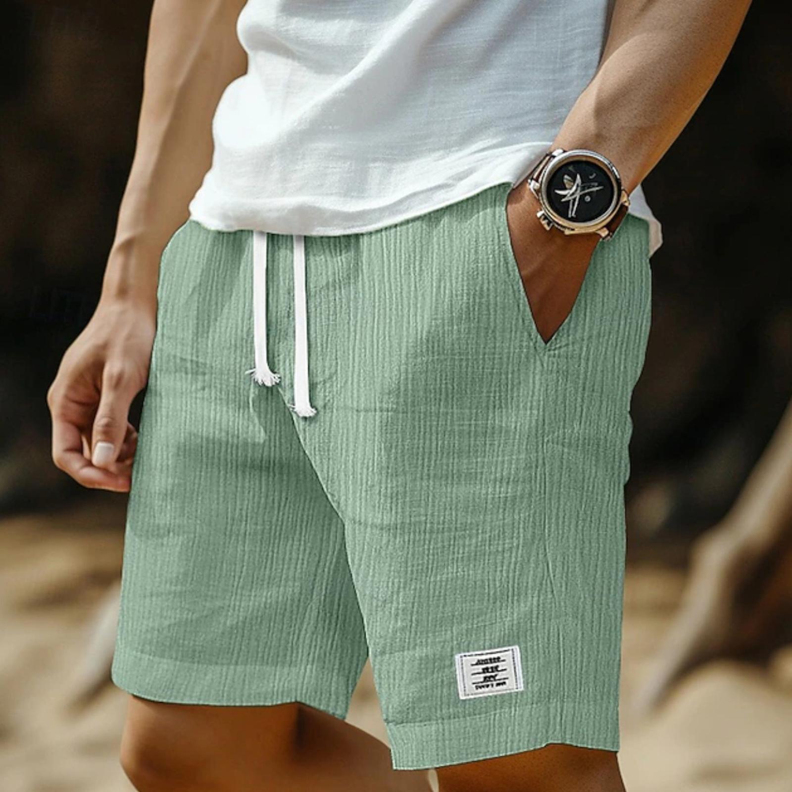 

Men s Skin-friendly Breathable Drawstring Loose Jogging Casual Five Minute Shorts XXXL зелений