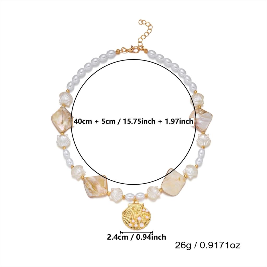 Bohemian Ocean Shell Faux Pearl Pendant Necklace Summer Beach Vacation Choker Fashion Jewelry