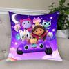 Cartoon Anime Gabby Dollhouse Short Plush Cushion Cover Pillow Case Double-Sided Printing Zipper Closure Sofa Party Home Decor