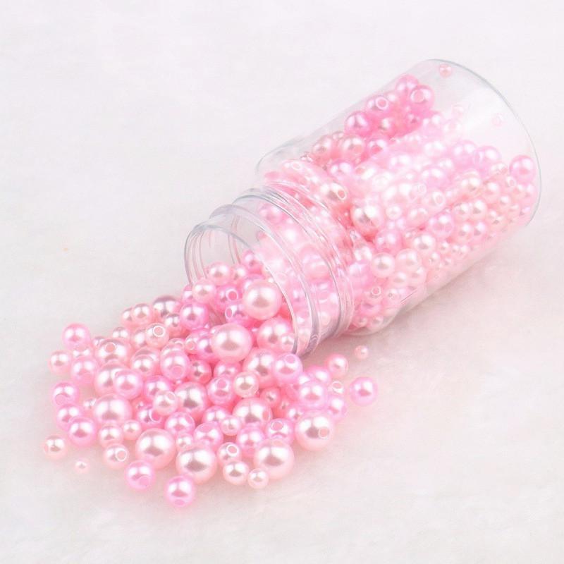 3-10Mm Solid Color Abs Round Perforated Imitation Pearl Handmade Diy Jewelry Beaded Bracelet Earrings Accessories Perforated Beads