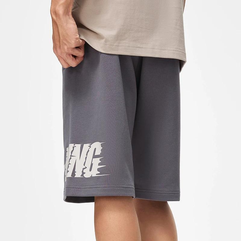 Li Ning Sports Lifestyle Series Letter Print Elastic Waist Straight Loose Sports Shorts Men shorts Faded-Brown AKST747-4