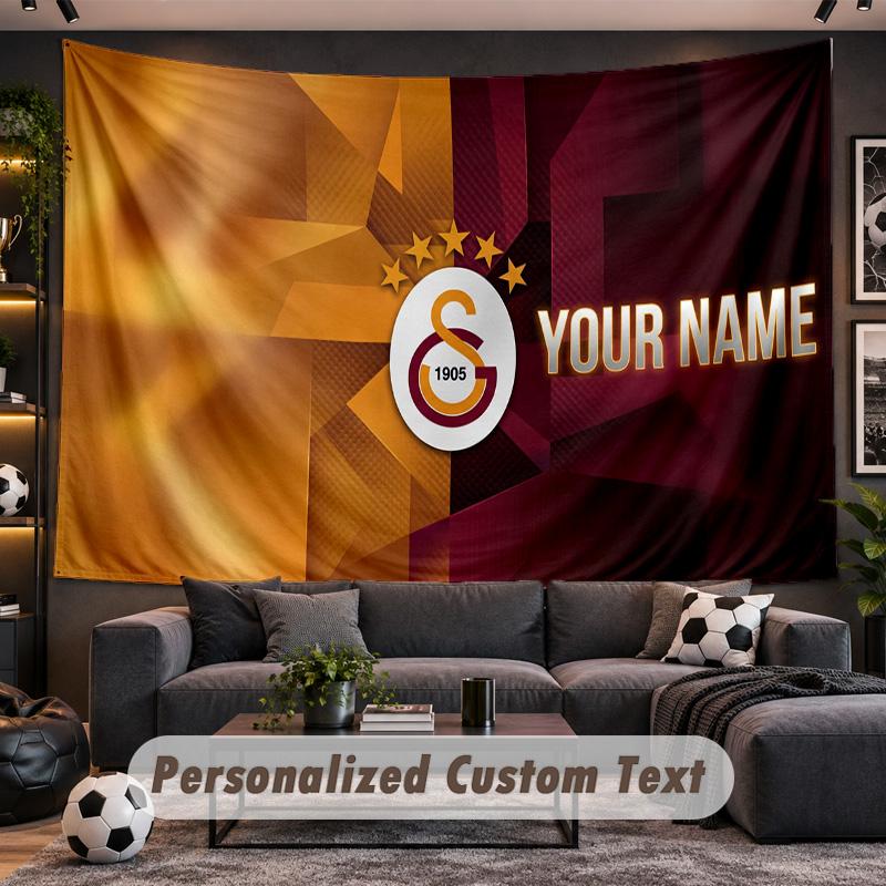 Galatasaray FC Personalized Tapestry Support Custom Name, Wall Art Home Decoration