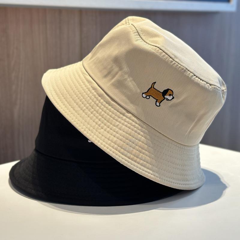 Small fresh embroidery puppy bucket hat women's summer versatile fashion sunscreen sun hat