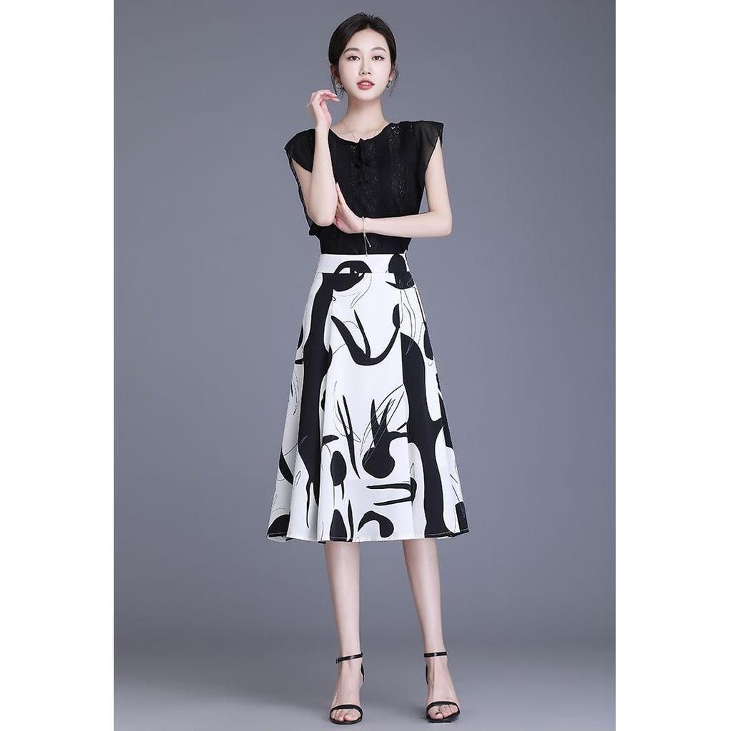 Women's Summer A-Line Printed Skirt - Slim Fit & Belly-Covering Design