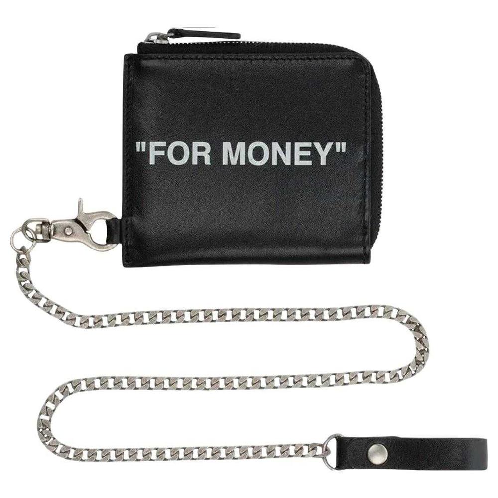Off White Quote Leather Detachable Chain Wallet