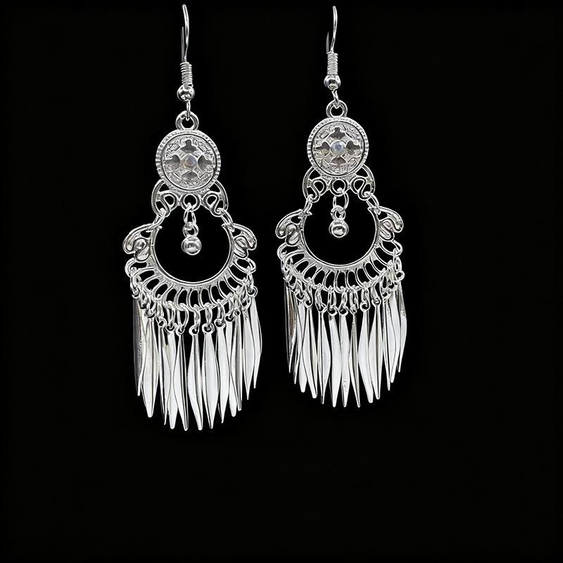 Ethnic style earrings Alloy silver-plated Miao ethnic minority Dong Yi earrings Earrings