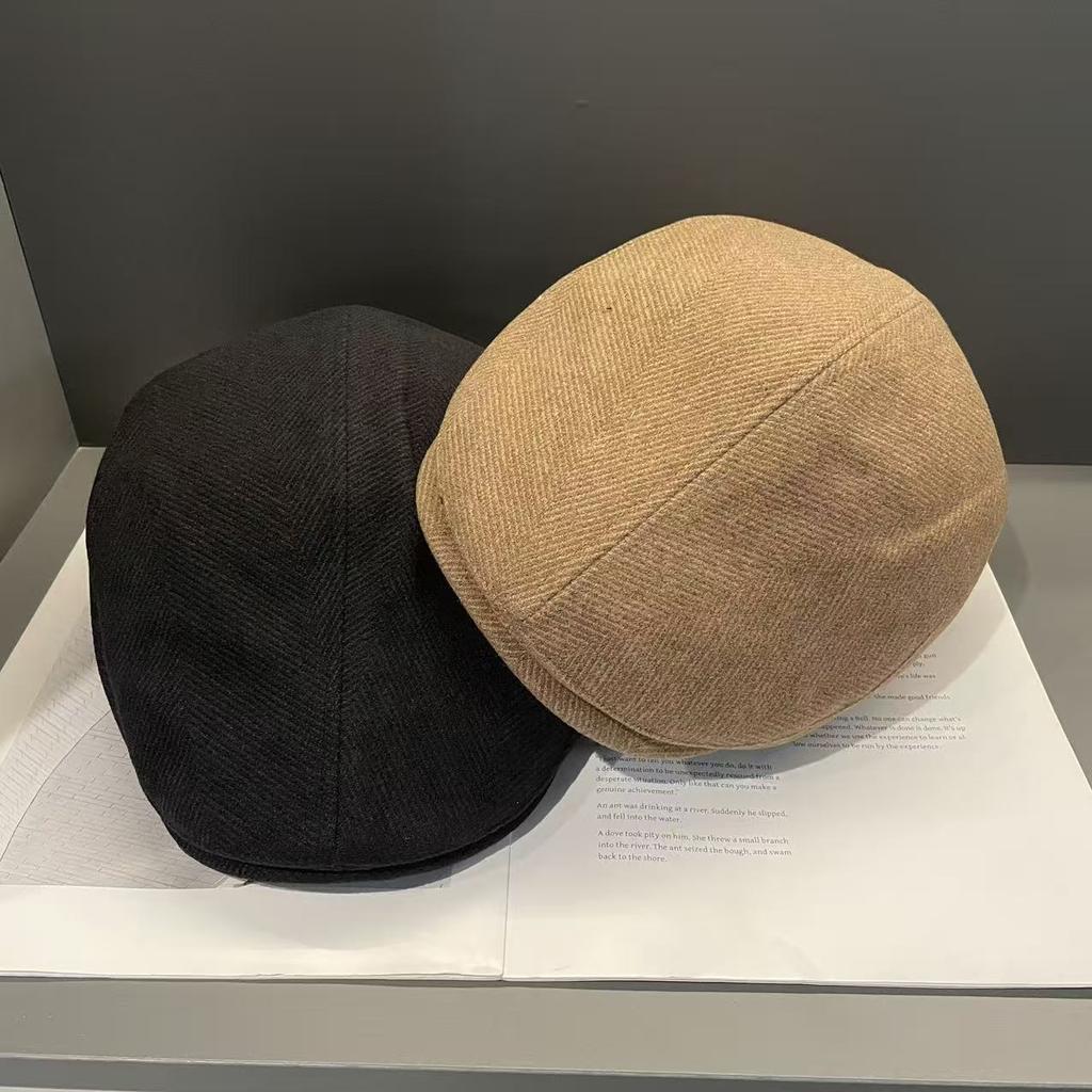 Autumn and Winter New Style Big Head Circumference Showing Face Small Reverse Wearing Beret British Style Retro Newsboy Hat for Men