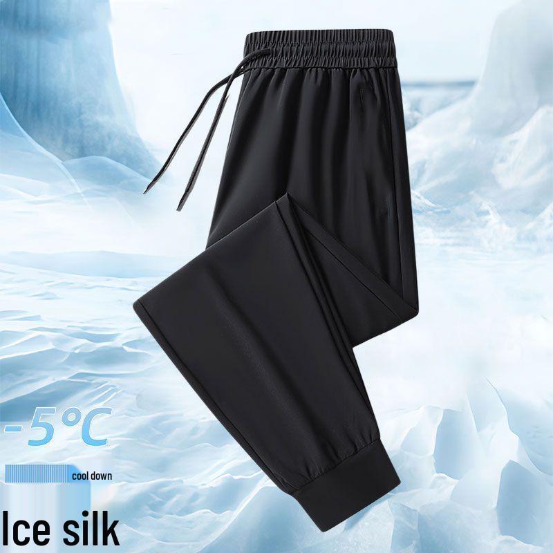 Men's Casual Black Ice Silk Sports Shorts - Lightweight & Loose Fit