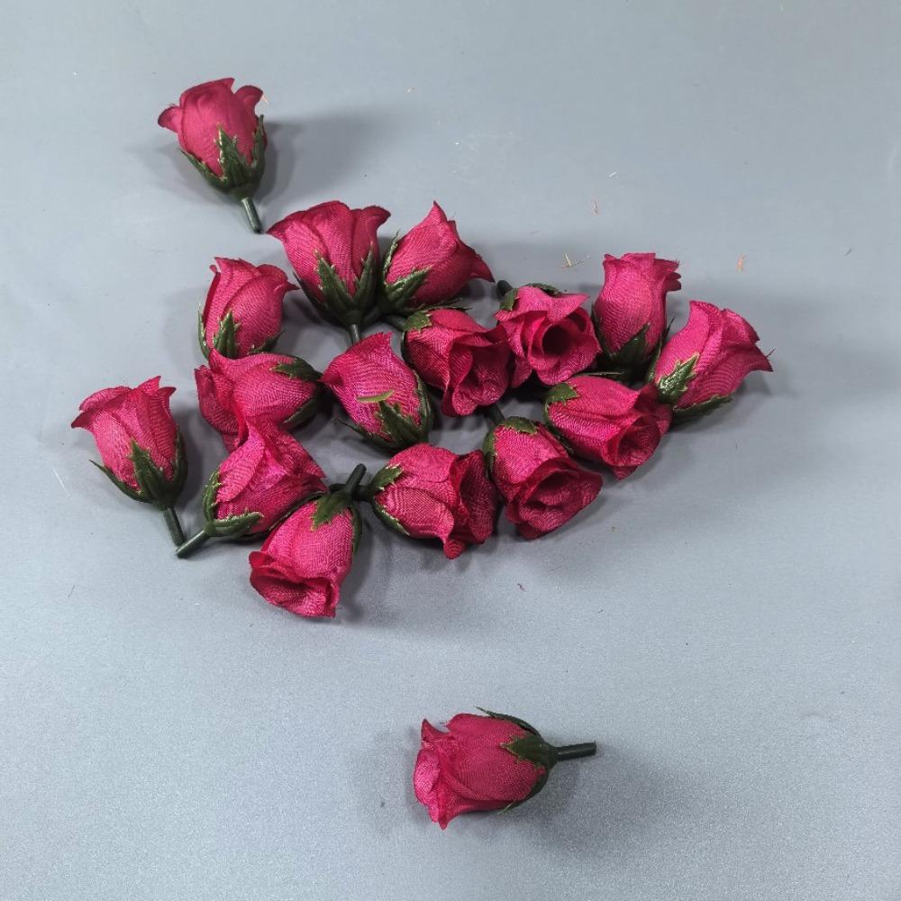 100 ST/påse 3,5*5 cm Konstgjorda Knoppblommor DIY Bröllopsfest Trädgård Rosor Simulerad Krans Heminredning