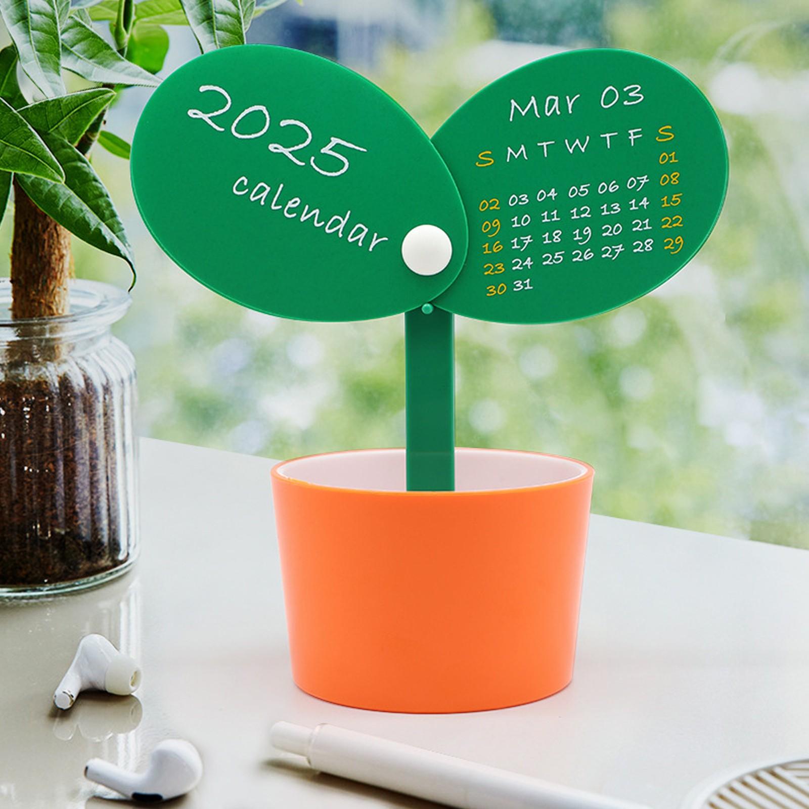 

Настольный календарь с цветочным рисунком 2025 года, держатель для ручек с подставкой, креативное украшение настольного календаря, украшение дома, настольный календарь One Size оранжевый
