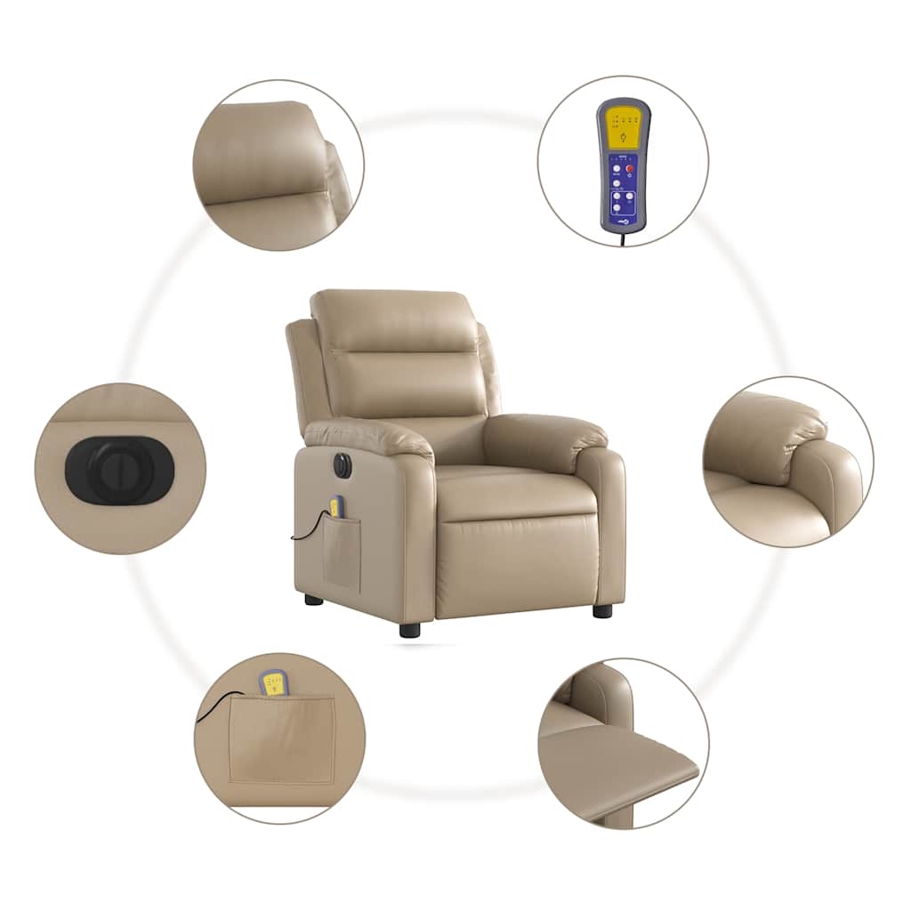 Electric Massage Recliner Cappuccino Brown Faux Leather