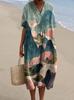 New Imitation Cotton Large Size Women's Shirt Short Sleeve Dress Ocean Vacation Company