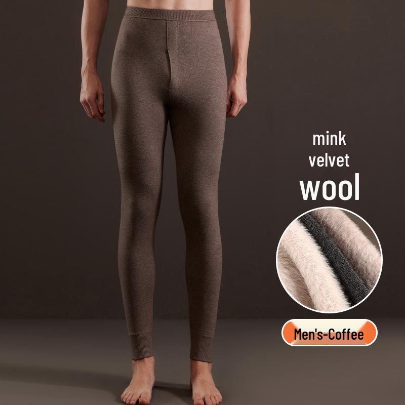 Men's Wool Fleece-Lined Warm Pants & Women's Faux Mink Cashmere Leggings: Winter High-Waisted Knitwear.