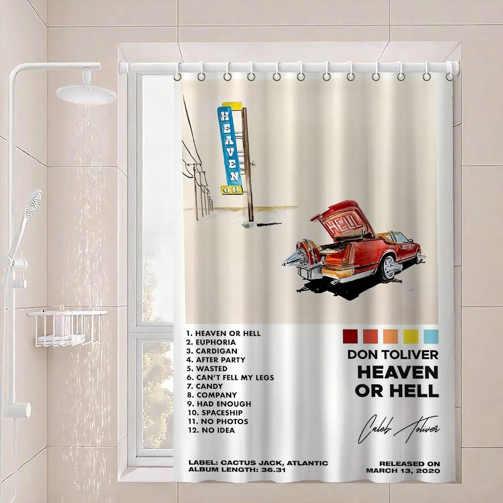 

French Rap Pop Music Album Waterproof Polyester Shower Curtain Waterproof Bathroom Curtain Liners 90X180Cm With 12 Hooks 90x180 cm