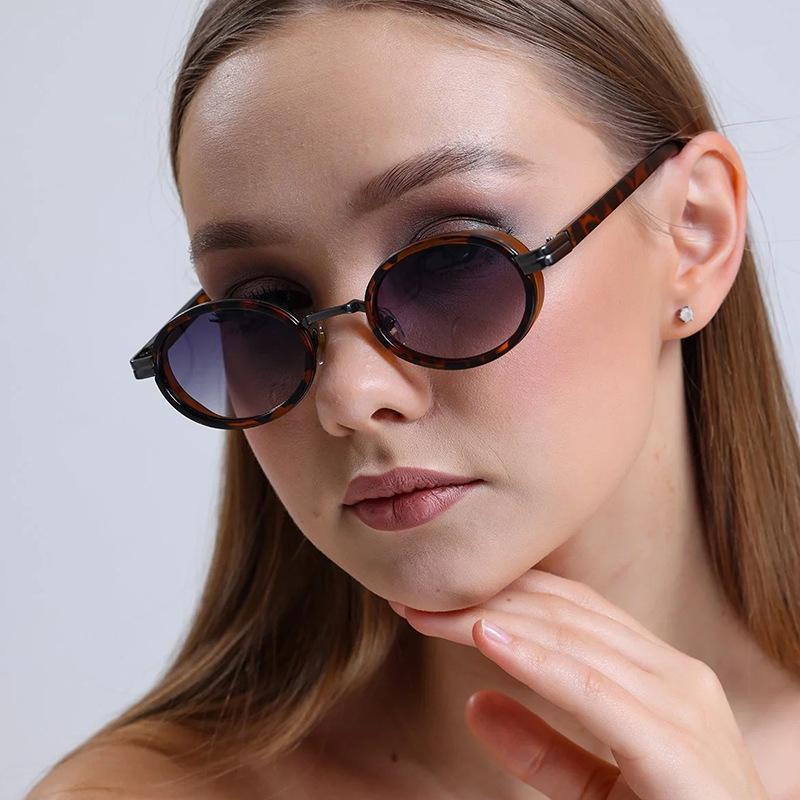 

Vintage Women Ruond Frame Sunglasses Elliptical Small Frame Steam Punk Sunglasses Ladies Uv Resistant Sunscreen Uv400 Sunglasses