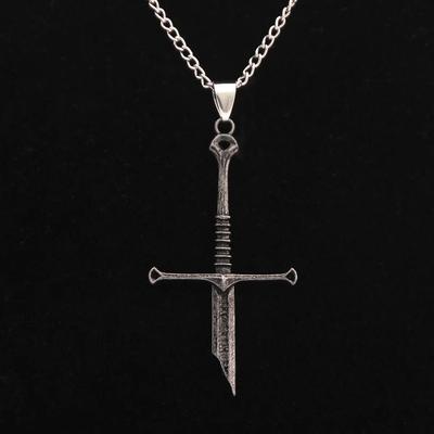 New Punk Sword Pendant Necklace Broken Sword Broken Sword Metal Retro Style Punk Sword Vintage Short Sword Man