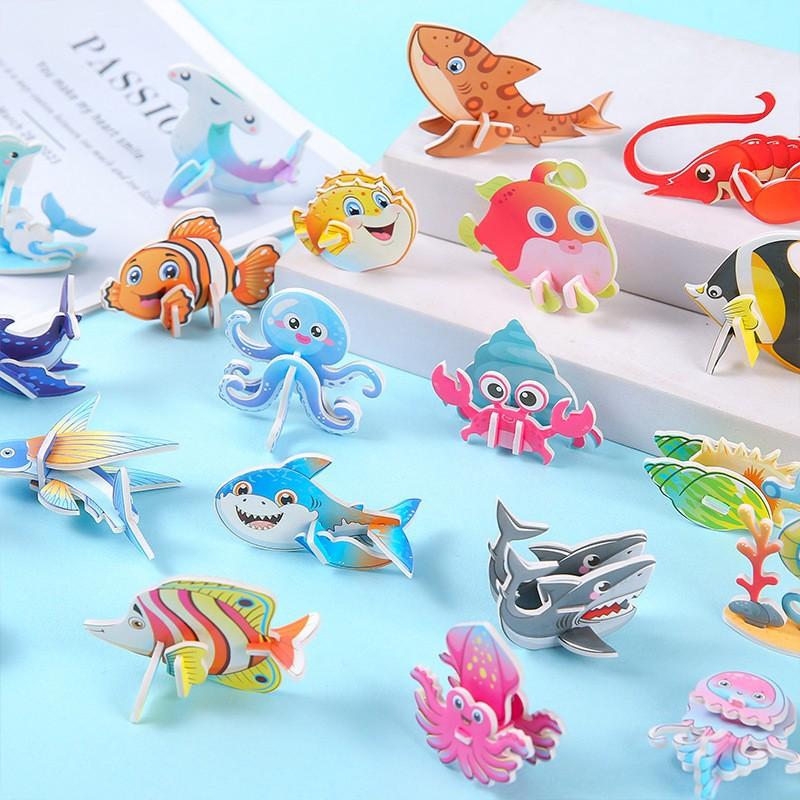 

3D Paper Puzzle Toys for Kids 30 Pieces Ocean Animal Models Educational Craft Set with 25 Unique Styles for Creative Assembly and Learning One Size