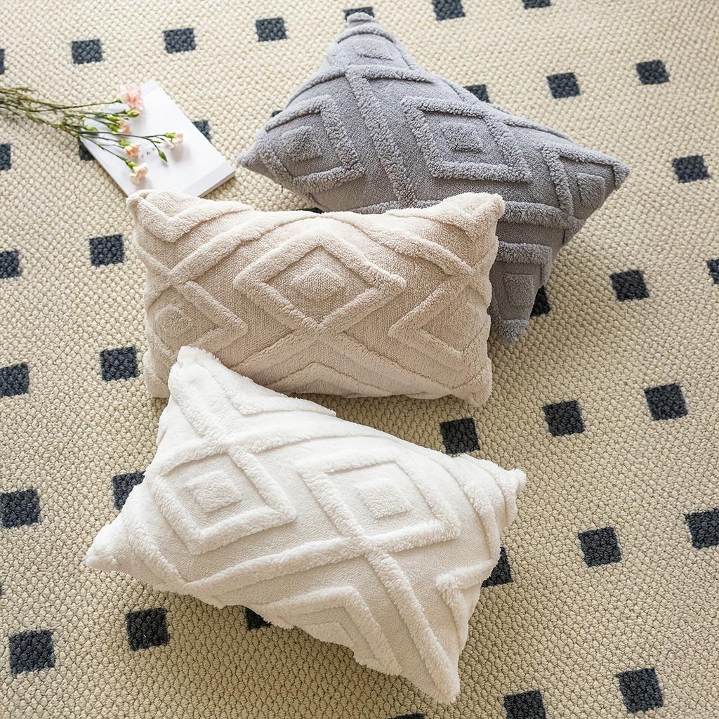 2Pcs Boho Abstract Plush Pillow Covers, Soft Fuzzy Decorative Cushion Cases for Couch, Sofa, Bedroom & Farmhouse Home Decor