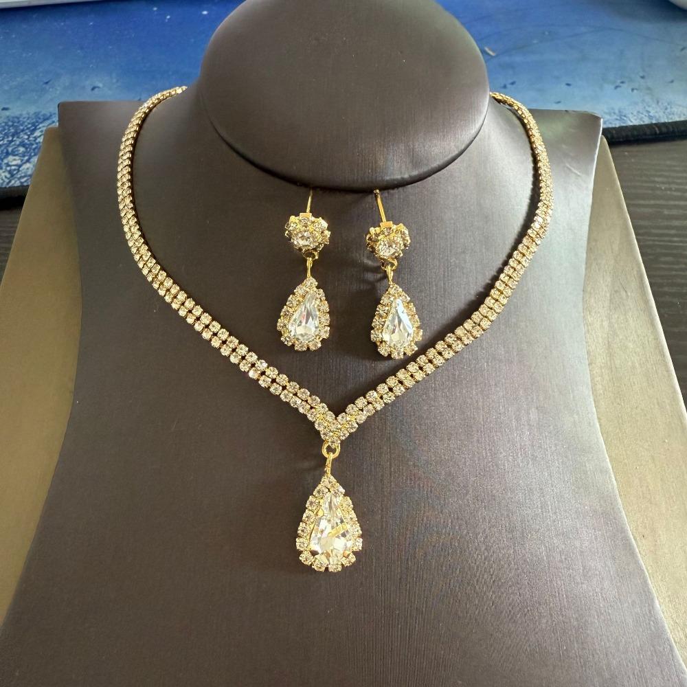 

Простой дизайн, подвески-капли с бриллиантами, ожерелья, серьги, кольцо, ювелирные изделия, свадебный набор, аксессуары