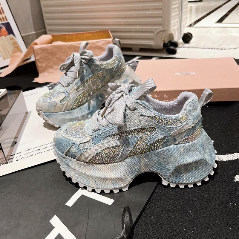 Fashion New Women Sneakers Luxury Crystal Flats Platform Sport Shoes 2025 Trend Winter Fashion Shoes Lace Up Walking Running Zapatos