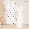 Women Plus Size Two Piece Set Long Sleeve Open Front Cardigan Crew Neck Sleeveless Bodycon Dress Geometric Printed Black Gold Gray