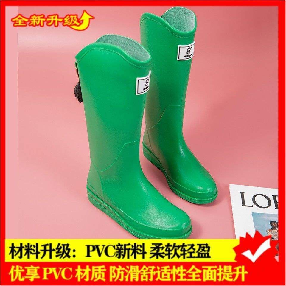 Fashion rain shoes women rain boots boots autumn and winter long tube rain shoes round head kitchen waterproof and non-slip ins wind