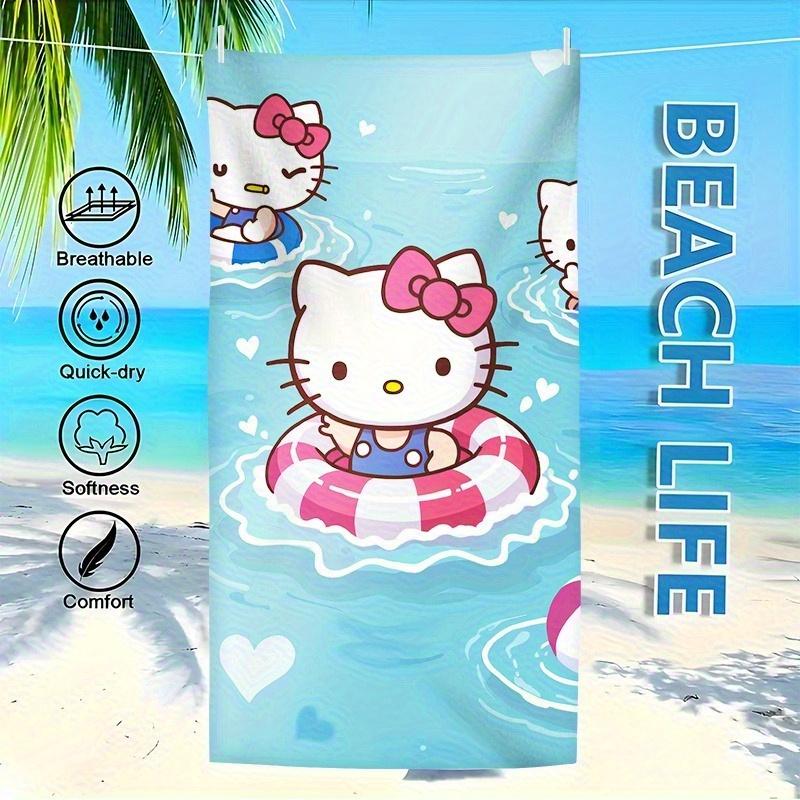 1pc Hello Kitty Summer Pool Swim Ring Beach Towel, Polyester Lightweight Quick Dry Soft, Sanrio Fan Gift For Bathroom Travel