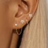 3 Stück Edelstahl Zirkon Blume Stern Ohrstecker Ohrringe Set 14K Gold Beschichtet Kette Knorpel Piercing Ohrring Damenschmuck