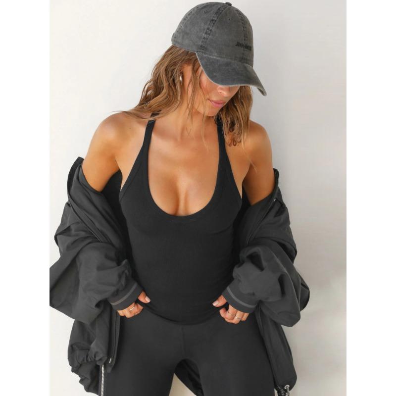 YYFS Moda donna casual estate primavera tinta unita stampa senza maniche bretelle camicette e camicie