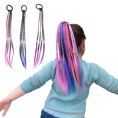 Perucă împletită frânghie de păr bandă elastică fără deteriorarea scalpului cravată de păr frânghie colorată culoare gradient perucă coadă accesoriu de păr