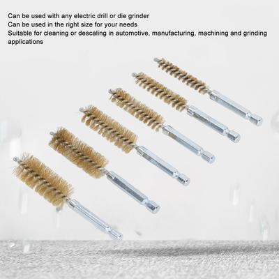 Bore Brush 4in Rust Proof Twisted Wire Cleaning Brush with 1/4in Hex Shank for Electric Drill  Driver Cleaning Brush