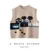 Spring & Autumn Hand-Knitted Sleeveless Cashmere Jacquard Vest - Retro Round Neck, Loose Fit