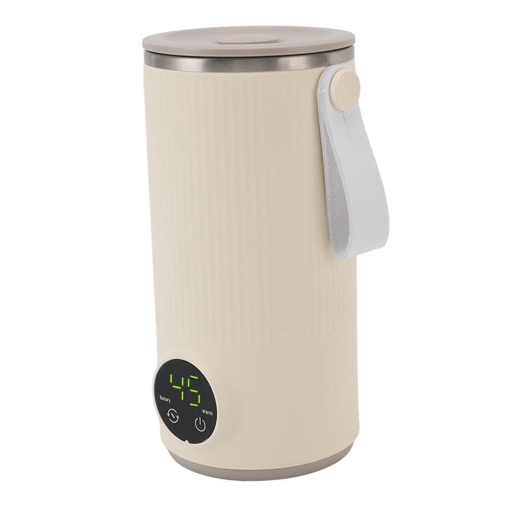 Tragbarer Milchwärmer und Mixer, Elektrischer Milchschaumer, Schnelles Aufheizen, Automatische Abschaltung, Integrierter rotierender Rührer, für Kaffee-Milch, Kabellos, 400 ml, Warm