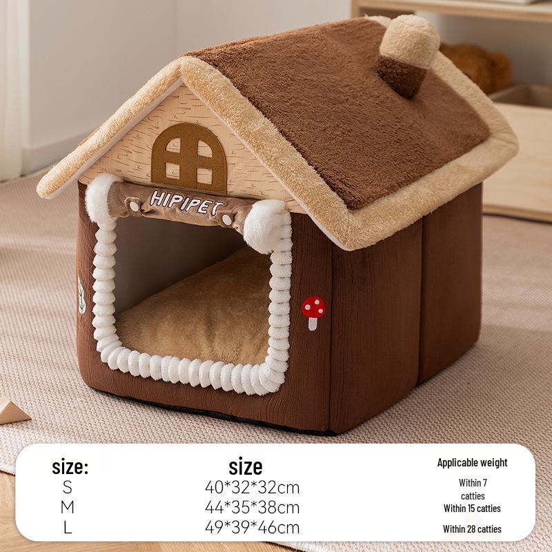 Waschbares Hunde- und Katzenbett - Vier Jahreszeiten, Kleine/Mittlere Rassen, Teddy-Stoff