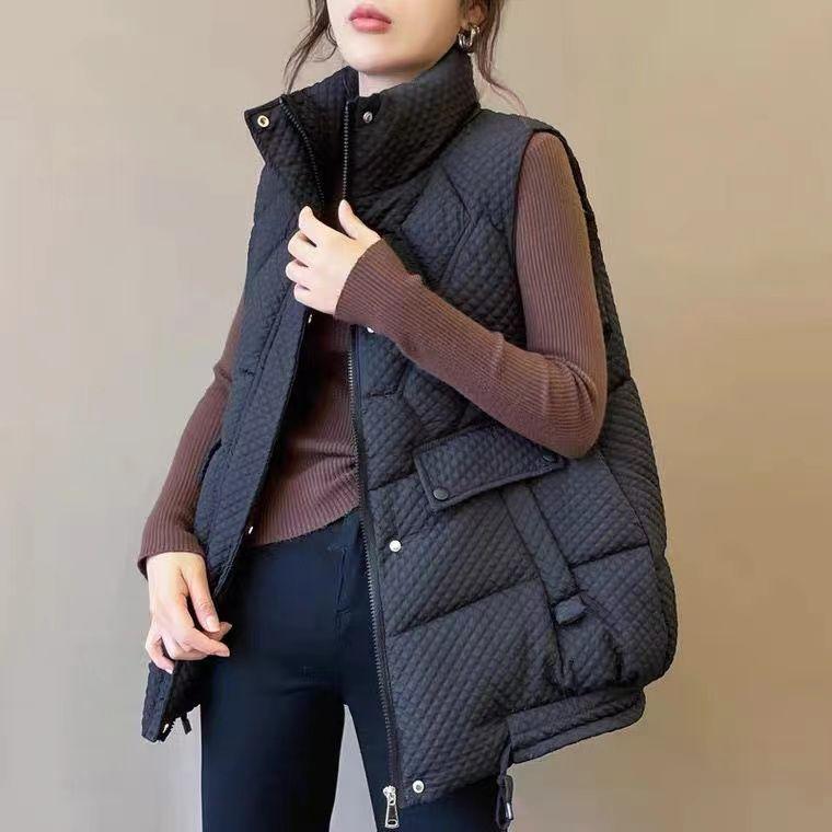 Autumn Winter Women's Vest Jacket Down Cotton Vest All-match Hooded Sleeveless Loose Female Waistcoat Outwear Tops