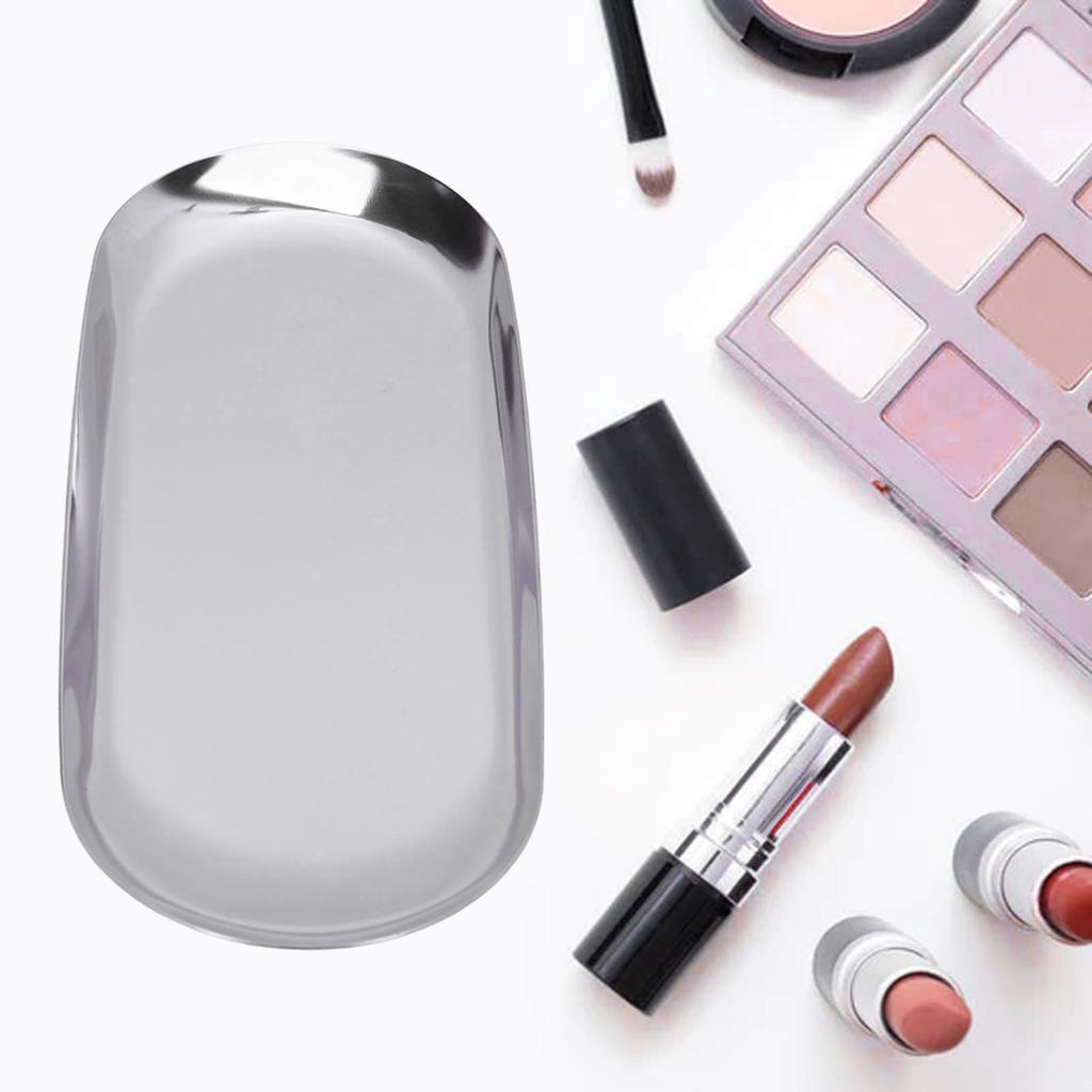 Oval Jewelry Tray Mirror Reflection Vacuum Plating Oval Decorative Tray Glossy Oval Nail Storage Tray for Jewelry