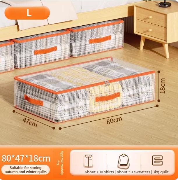 Under Bed Storage Containers Translucent Storage Bins Foldable Stackable Closet Organizer Blankets Clothing Bedding Comforter