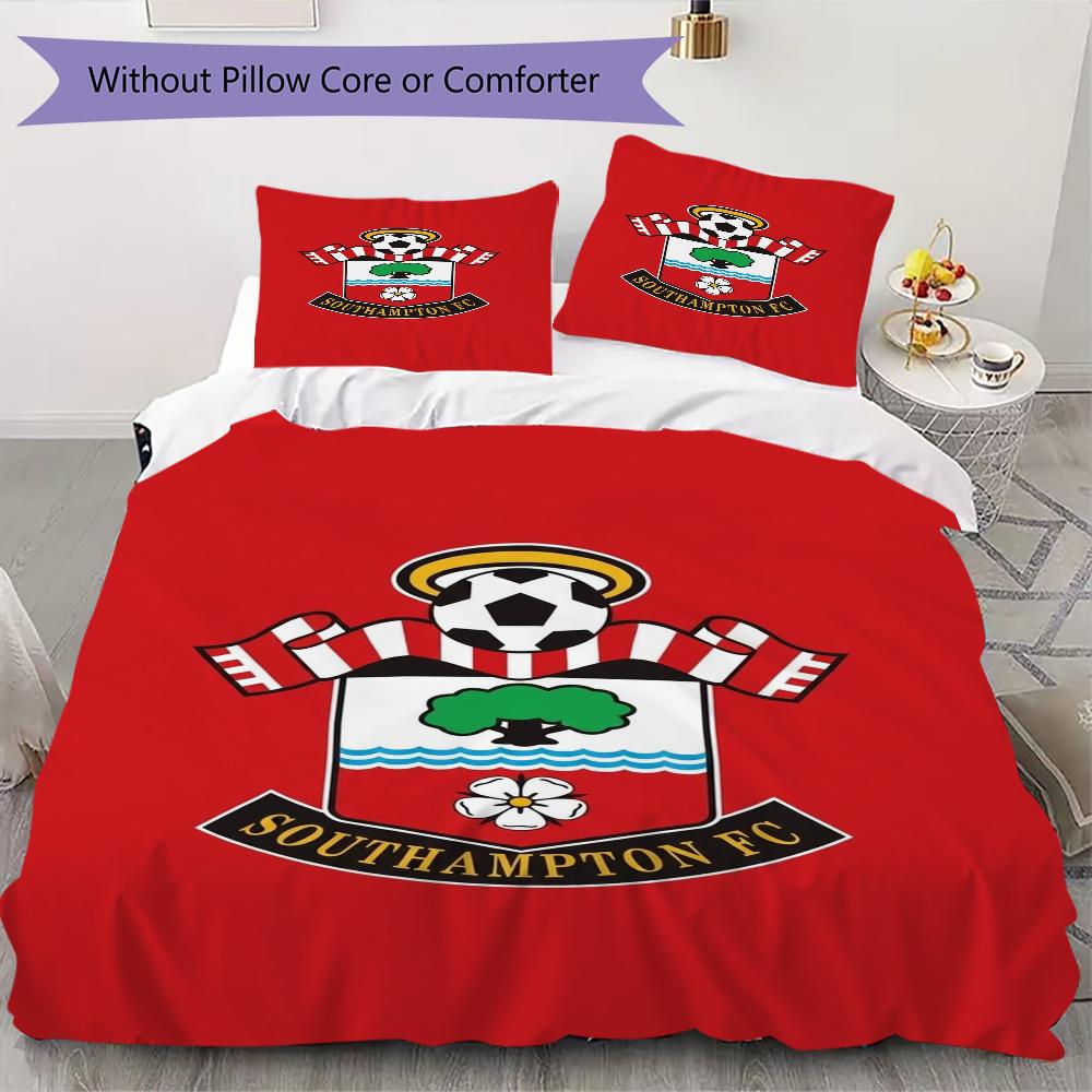 Southampton FC Muster Bettwäsche Steppdecken-Set Bettbezug Kissenbezug Heimdekoration Geburtstagsgeschenk (1 * Bettbezug + 2 * Kissenbezug ohne Füllung)