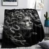 Dark Cupid Medusa Wolf Skull Print Flannel Blanket,High quality Comfortable for All Seasons,Home Decor,Warmth and Comfort,Perfect for Christmas Gifts