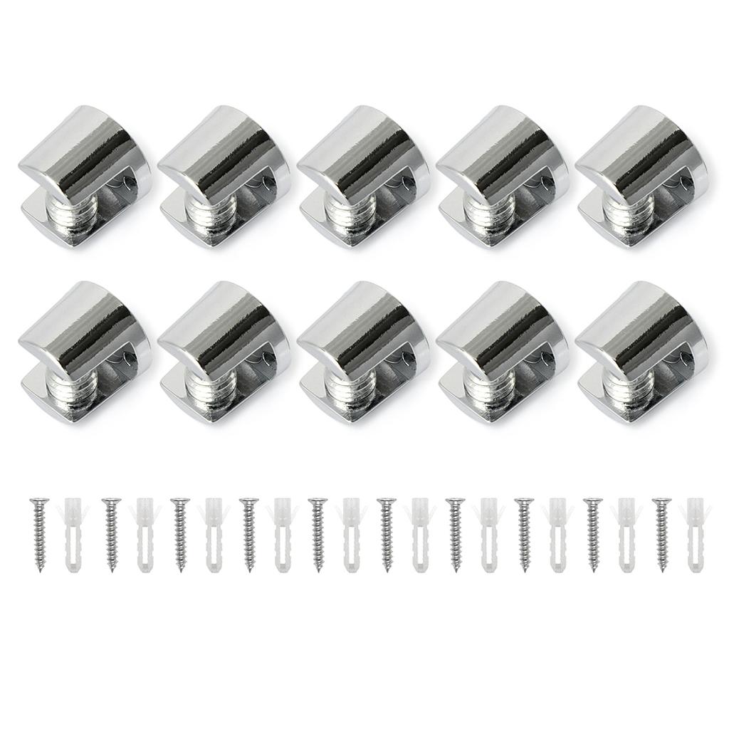 10Pcs Glass Shelf Support Clamp Brackets Clip Bathroom Mirror Tight Clip Holder Glass Brackets Flat Back Mount Holder